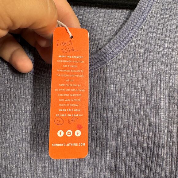 Sundry Womens 2/Medium Scoop Neck Rib Knit Tank Blue Cotton Modal Sleeveless - Picture 5 of 8